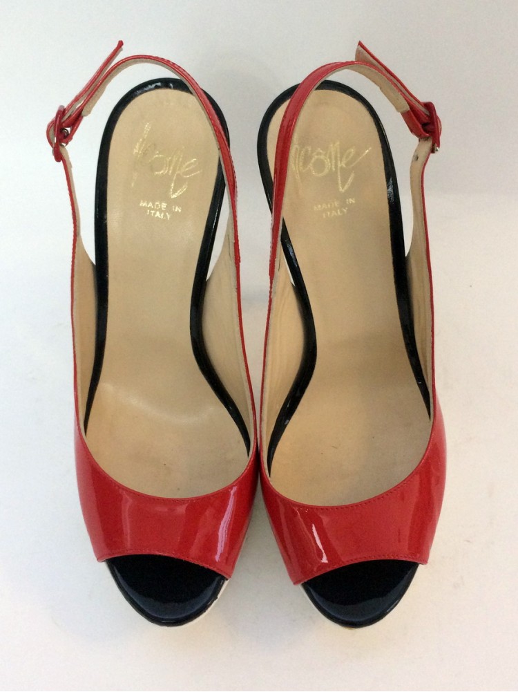 Босоножки из комбинированной лакированной кожи острый носок Icone 7186P4-красный