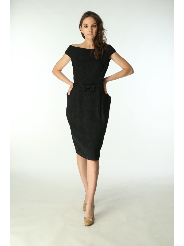 Платье GABRIO от LUISA SPAGNOLI из жаккарда черного цвета на подкладе